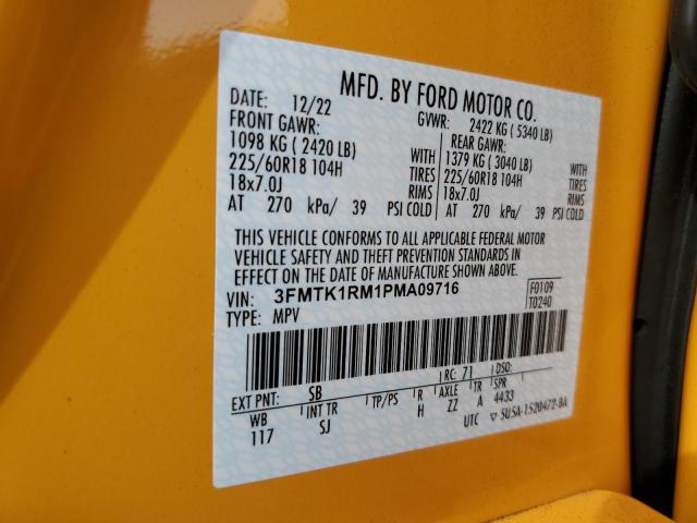 3FMTK1RM1PMA09716 - 2023 FORD MUSTANG MA SELECT ORANGE photo 12