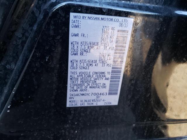 5N1AR2MM2FC700463 - 2015 NISSAN PATHFINDER S 黑色 照片 13
