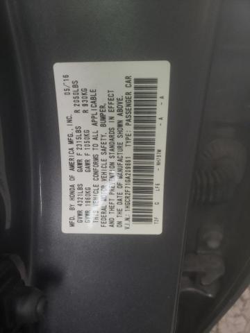 1HGCR2F71GA209661 - 2016 HONDA ACCORD EX GRAY photo 12