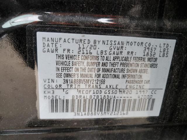 3N1AB8BV5MY212168 - 2021 NISSAN SENTRA S BLACK photo 12