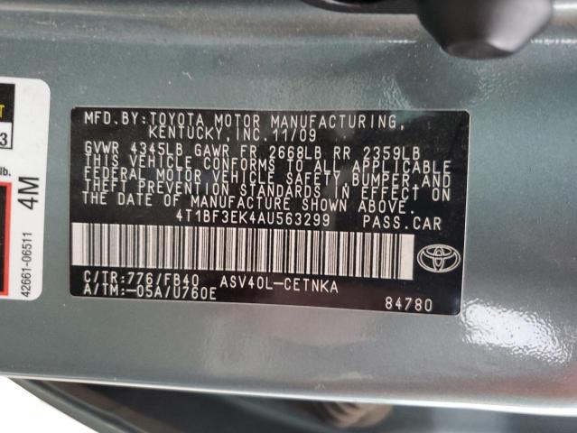 4T1BF3EK4AU563299 - 2010 TOYOTA CAMRY BASE TEAL photo 13