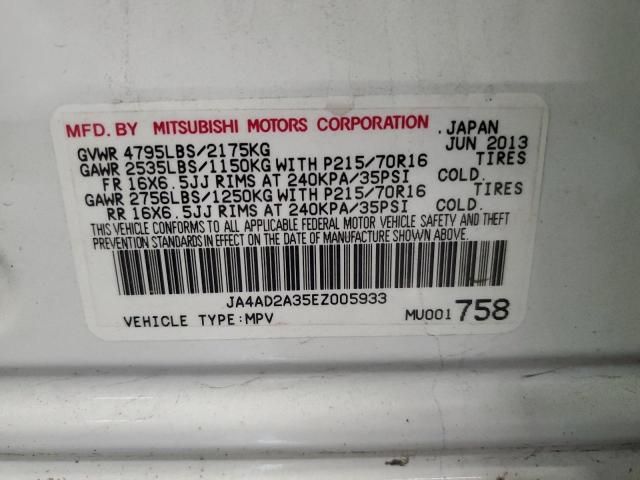 JA4AD2A35EZ005933 - 2014 MITSUBISHI OUTLANDER ES WHITE photo 13