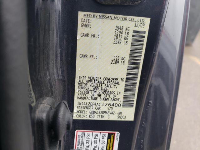 1N4AL2EP4AC126400 - 2010 NISSAN ALTIMA S GRAY photo 12