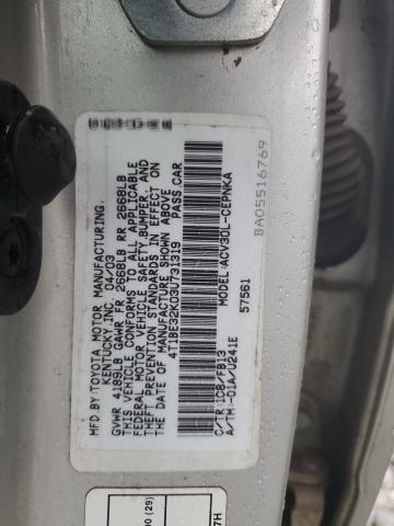 4T1BE32K03U731319 - 2003 TOYOTA CAMRY LE SILVER photo 12