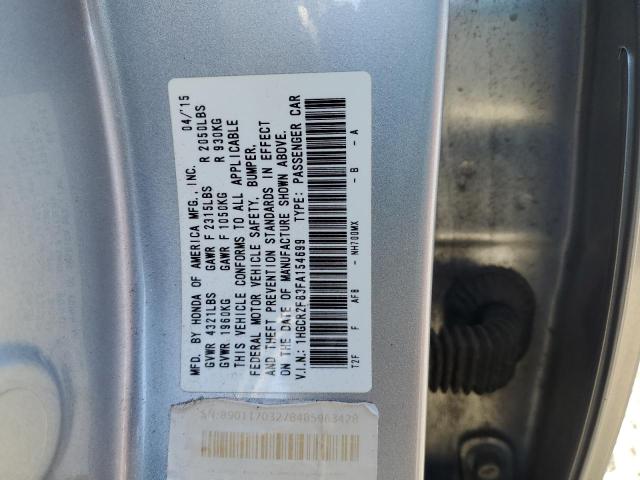 1HGCR2F83FA154699 - 2015 HONDA ACCORD EXL SILVER photo 13