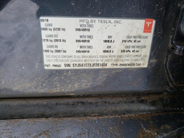 5YJSA1E2XJF261404 - 2018 TESLA MODEL S Մոխրագույն լուսանկար 12
