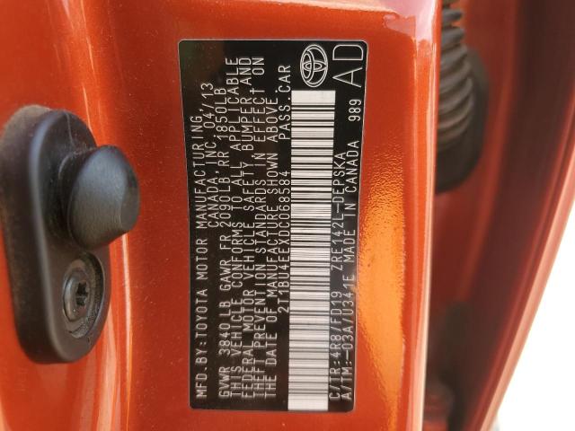 2T1BU4EEXDC068584 - 2013 TOYOTA COROLLA BASE ORANGE photo 12