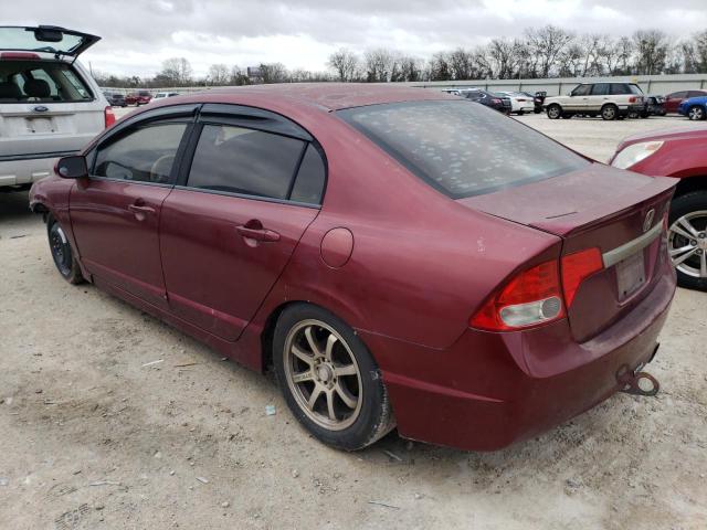 19XFA16649E027666 - 2009 HONDA CIVIC LX-S MAROON photo 2