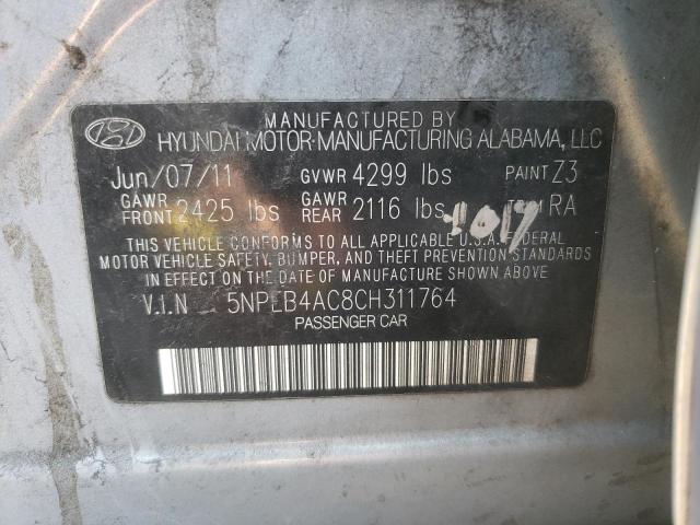 5NPEB4AC8CH311764 - 2012 HYUNDAI SONATA GLS BLUE photo 12