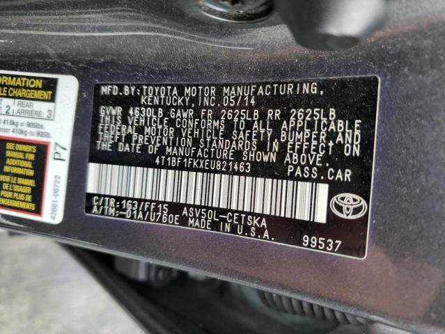 4T1BF1FKXEU821463 - 2014 TOYOTA CAMRY L GRAY photo 12