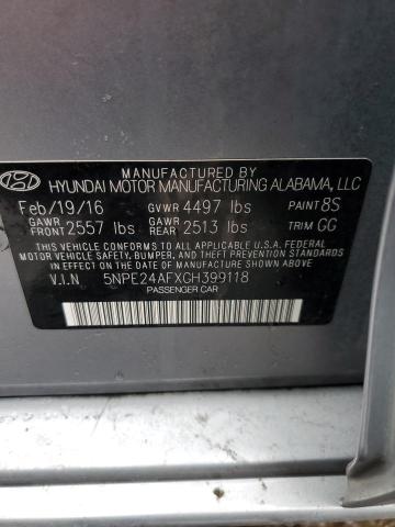 5NPE24AFXGH399118 - 2016 HYUNDAI SONATA SE GRAY photo 12