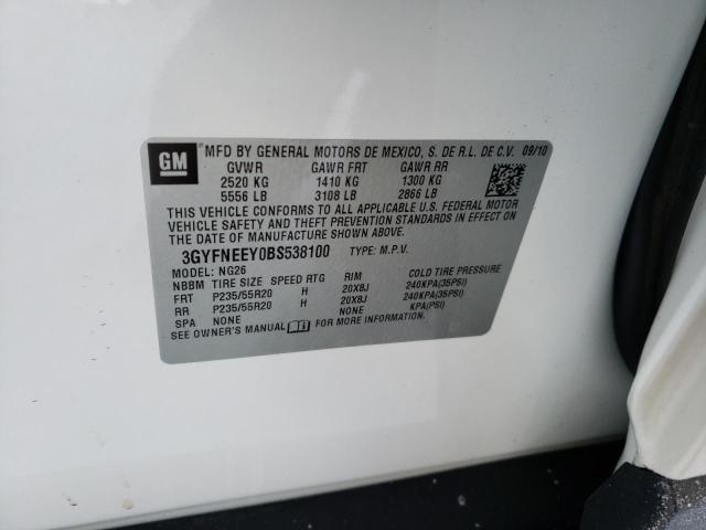 3GYFNEEY0BS538100 - 2011 CADILLAC SRX PERFORMANCE COLLECTION Ақ фото 12