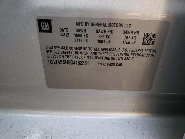 1G1JA5SH8C4182361 - 2012 CHEVROLET SONIC LS 银色 照片 12