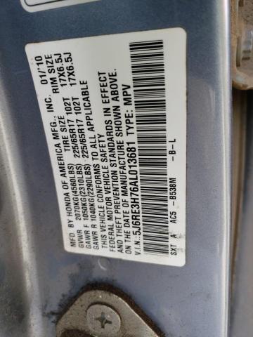 5J6RE3H76AL013681 - 2010 HONDA CR-V EXL BLUE photo 13