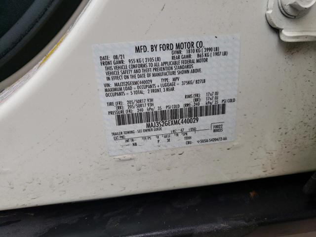 MAJ3S2GEXMC440029 - 2021 FORD ECOSPORT SE WHITE photo 13