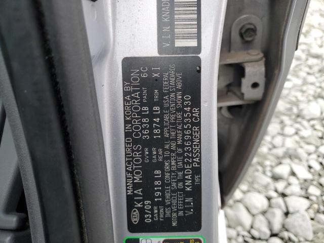 KNADE223696535430 - 2009 KIA RIO BASE SILVER photo 12