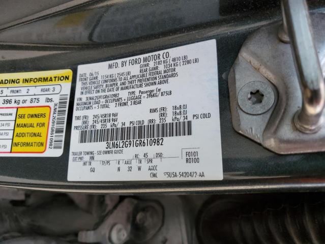 3LN6L2G91GR610982 - 2016 LINCOLN MKZ GRAY photo 12