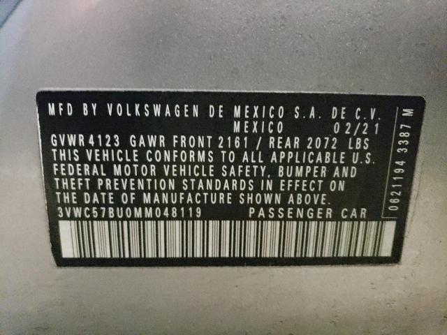 3VWC57BU0MM048119 - 2021 VOLKSWAGEN JETTA S SILVER photo 13