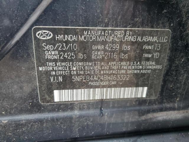 5NPEB4AC4BH163322 - 2011 HYUNDAI SONATA GLS BLUE photo 12