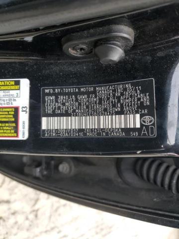 2T1BU4EE5BC628475 - 2011 TOYOTA COROLLA BASE BLACK photo 12