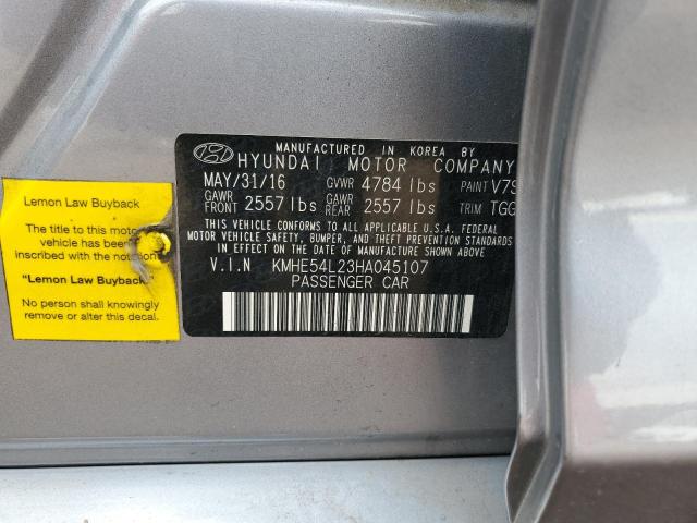 KMHE54L23HA045107 - 2017 HYUNDAI SONATA PLUG-IN HYBRID GRAY photo 12