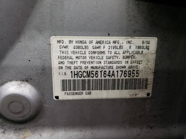 1HGCM56164A176955 - 2004 HONDA ACCORD DX SILVER photo 12