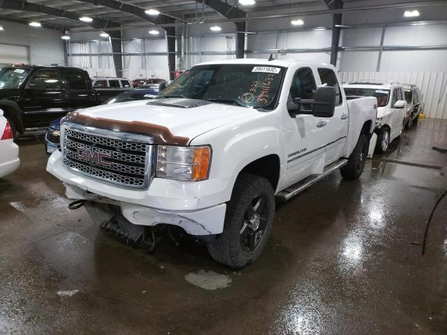 1GT125E86DF222541 - 2013 GMC SIERRA K2500 DENALI WHITE photo 2