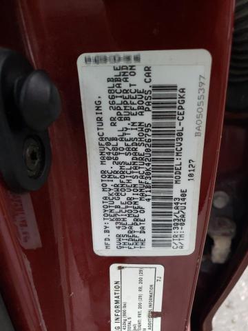 4T1BF30K42U026795 - 2002 TOYOTA CAMRY LE RED photo 13