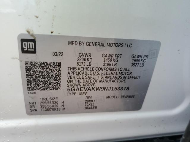 5GAEVAKW9NJ153378 - 2022 BUICK ENCLAVE ESSENCE 白色 照片 12