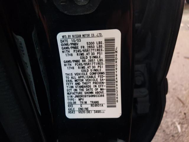 JN8DR09Y94W903366 - 2004 NISSAN PATHFINDER LE 黑色 照片 12