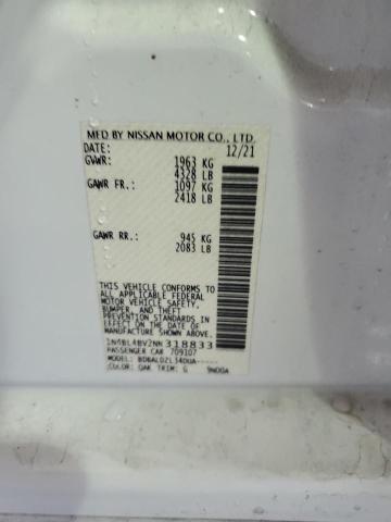 1N4BL4BV2NN318833 - 2022 NISSAN ALTIMA S WHITE photo 12