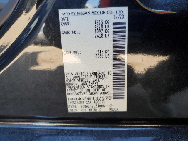 1N4BL4DV9MN337570 - 2021 NISSAN ALTIMA SV BLACK photo 12