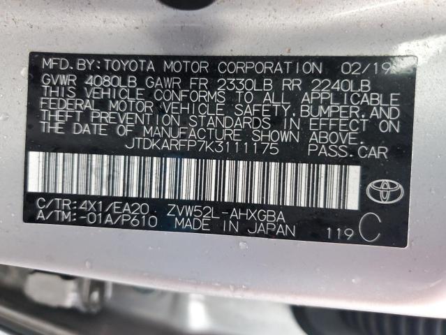 JTDKARFP7K3111175 - 2019 TOYOTA PRIUS PRIM 米色 照片 12