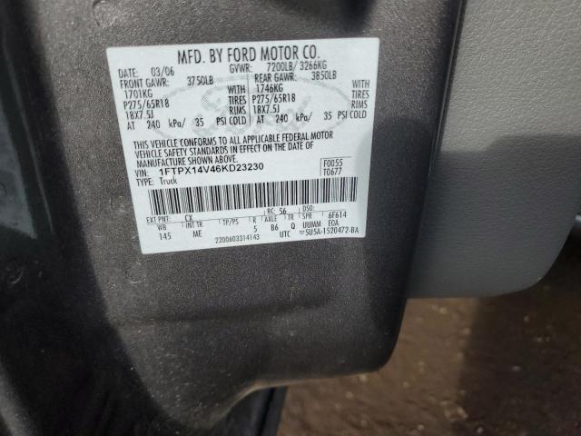 1FTPX14V46KD23230 - 2006 FORD F150 GRAY photo 12