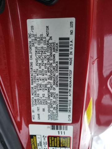 5TEUU4EN8AZ717216 - 2010 TOYOTA TACOMA ACCESS CAB Қызыл фото 12