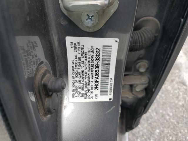 2HGFA16539H331312 - 2009 HONDA CIVIC LX GRAY photo 13