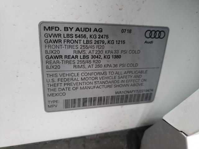 WA1CNAFY7J2219474 - 2018 AUDI Q5 PRESTIGE 白色 照片 12