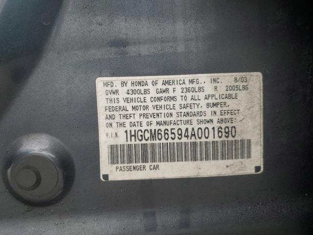 1HGCM66594A001690 - 2004 HONDA ACCORD EX GRAY photo 12