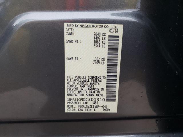 1N4AZ1CP8JC301310 - 2018 NISSAN LEAF S GRAY photo 14