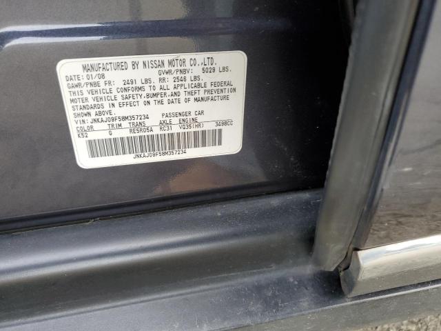 JNKAJ09F58M357234 - 2008 INFINITI EX35 BASE Կապույտ լուսանկար 13