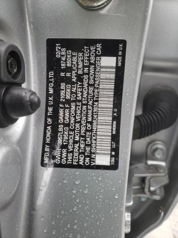 SHHFK7H49MU413934 - 2021 HONDA CIVIC SPORT 银色 照片 12