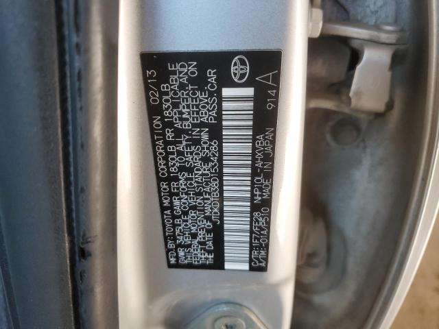 JTDKDTB38D1534286 - 2013 TOYOTA PRIUS C SILVER photo 12