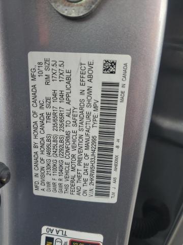 2HKRW5H33JH422995 - 2018 HONDA CR-V LX GRAY photo 12