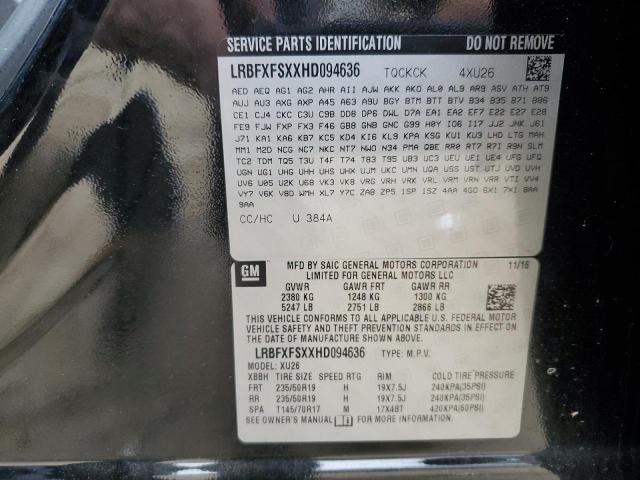 LRBFXFSXXHD094636 - 2017 BUICK ENVISION PREMIUM II BLACK photo 12