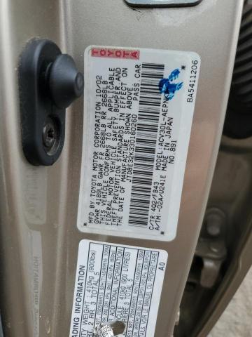 JTDBE32K330160260 - 2003 TOYOTA CAMRY LE GOLD photo 12