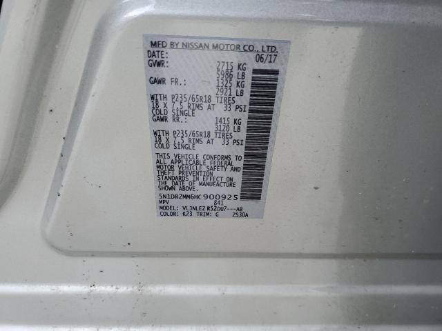 5N1DR2MM6HC900925 - 2017 NISSAN PATHFINDER S ვერცხლისფერი ფოტო 13