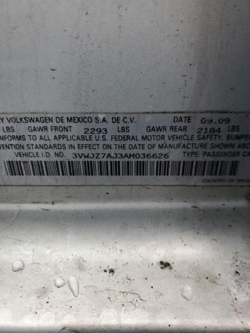 3VWJZ7AJ3AM036626 - 2010 VOLKSWAGEN JETTA S SILVER photo 12