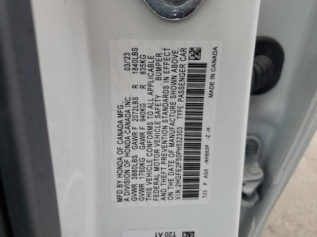 2HGFE2F50PH532303 - 2023 HONDA CIVIC SPORT 白色 照片 12
