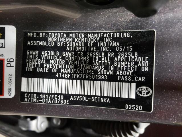 4T4BF1FK7FR501993 - 2015 TOYOTA CAMRY LE GRAY photo 12