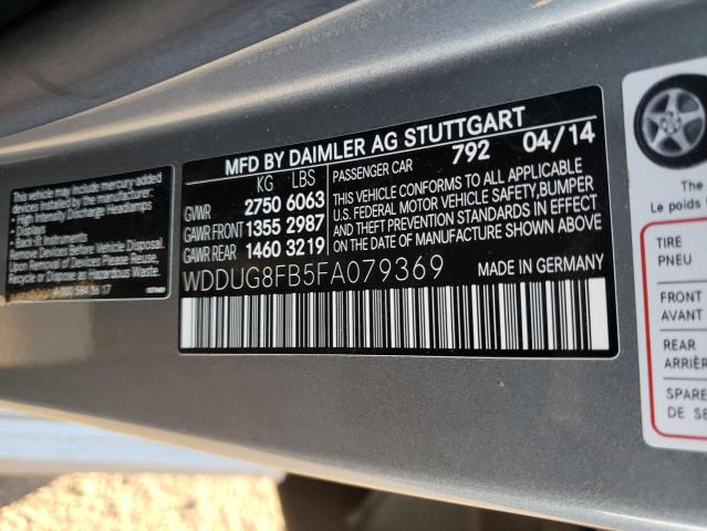 WDDUG8FB5FA079369 - 2015 MERCEDES-BENZ S 550 4MATIC GRAY photo 12